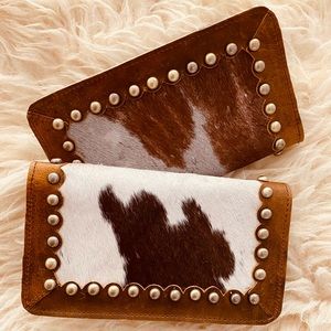 Maggie Studded Leather Hair on Hide Wallet